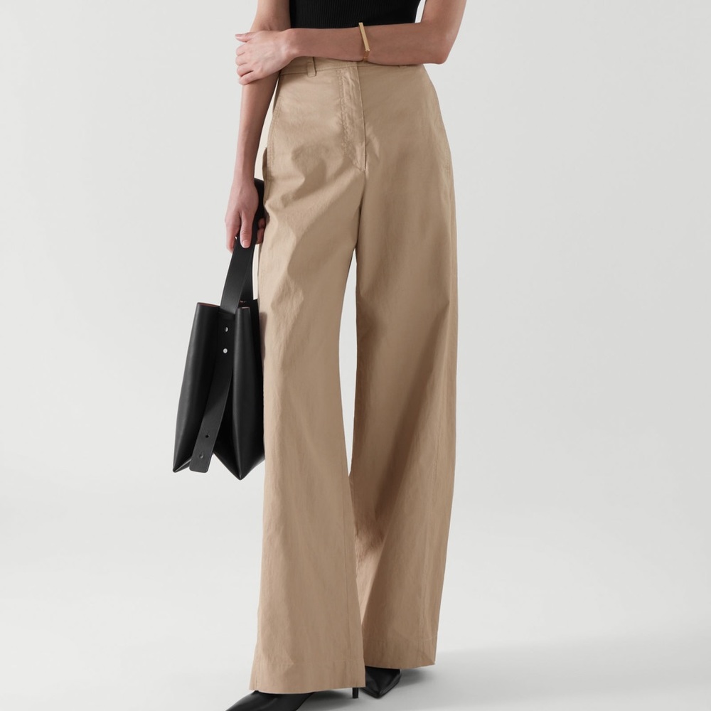 COS Wide-leg Linen Trousers In Beige